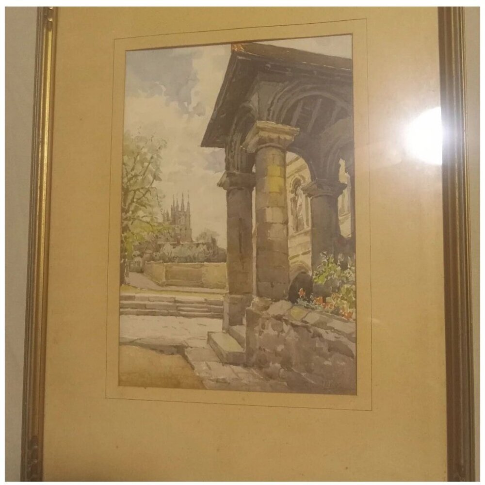 Nicholas Hornyansky Canterbury Kings College Print – Gold Framed University